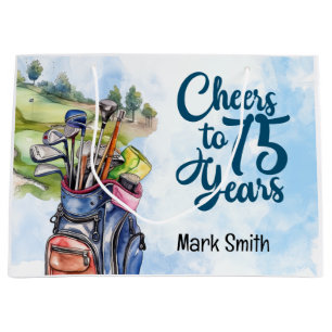 Golfer 75:e Birthday med golf Bag på golfbana