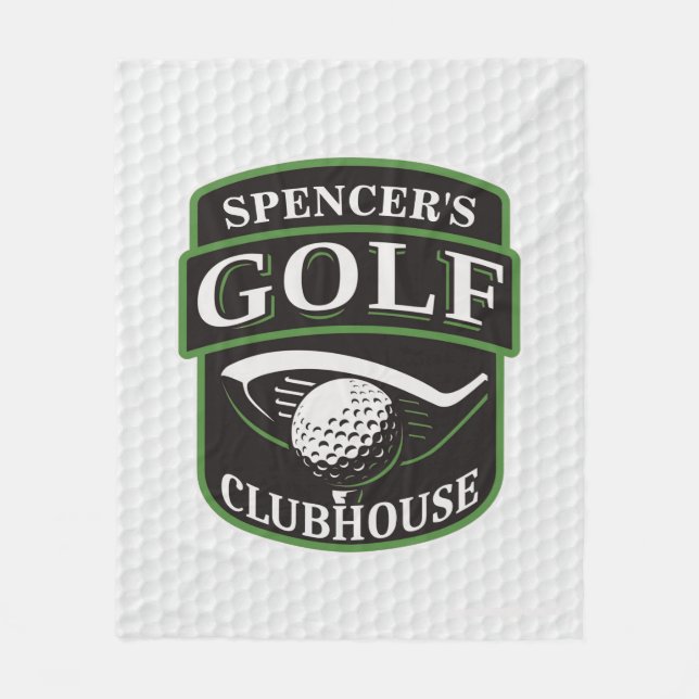 Golfer ADD NAMN Player Golf Boll Klubb Clubhouse Fleecefilt (Framsidan)