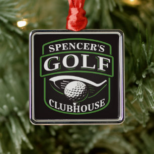 Golfer ADD NAMN Pro Golf Player Klubb Clubhouse Julgransprydnad Metall