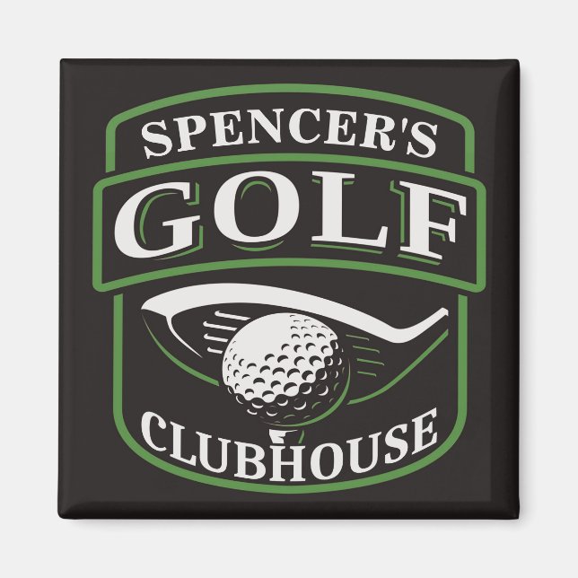 Golfer ADD NAMN Pro Golf Player Klubb Clubhouse Magnet (Framsidan)