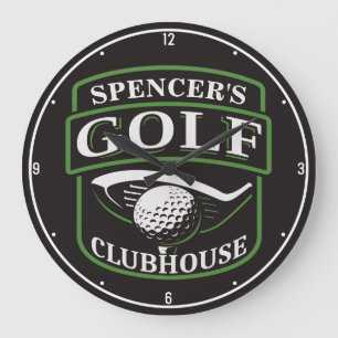 Golfer ADD NAMN Pro Golf Player Klubb Clubhouse Stor Klocka