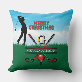 Golfer Anpassad julmonogramdesign Kudde
