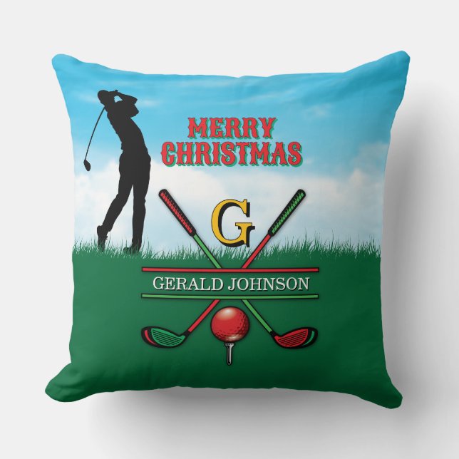 Golfer Anpassad julmonogramdesign Kudde (Framsida)