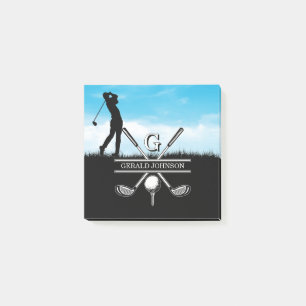 Golfer-anpassad monogramdesign post-it block