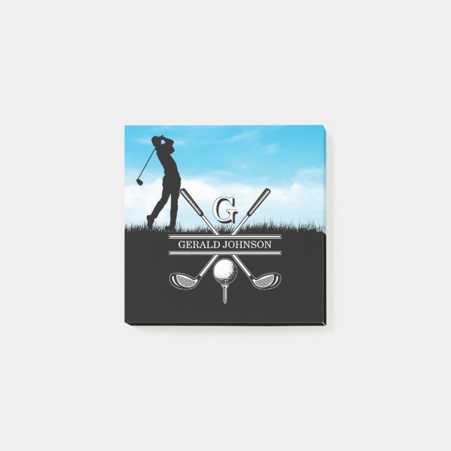 Golfer-anpassad monogramdesign post-it block (Framsida)