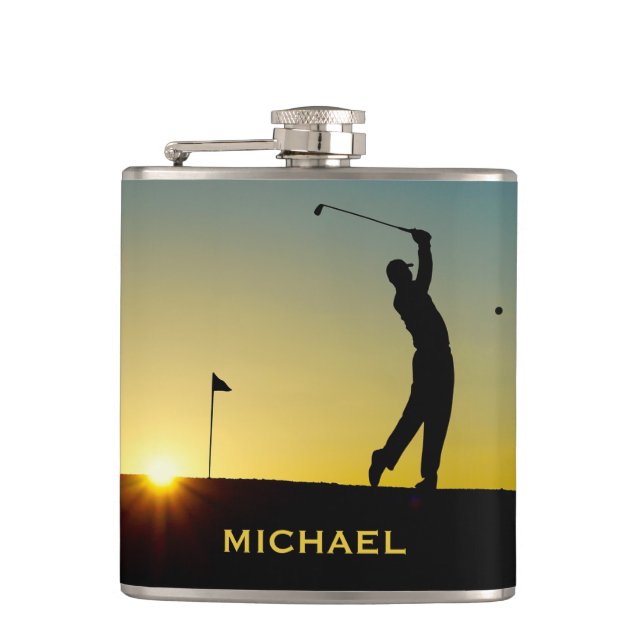 Golfer at Sunset Personalised Fickplunta (Framsidan)