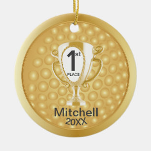 Golfer ⛳ Award - Guld Julgransprydnad Keramik