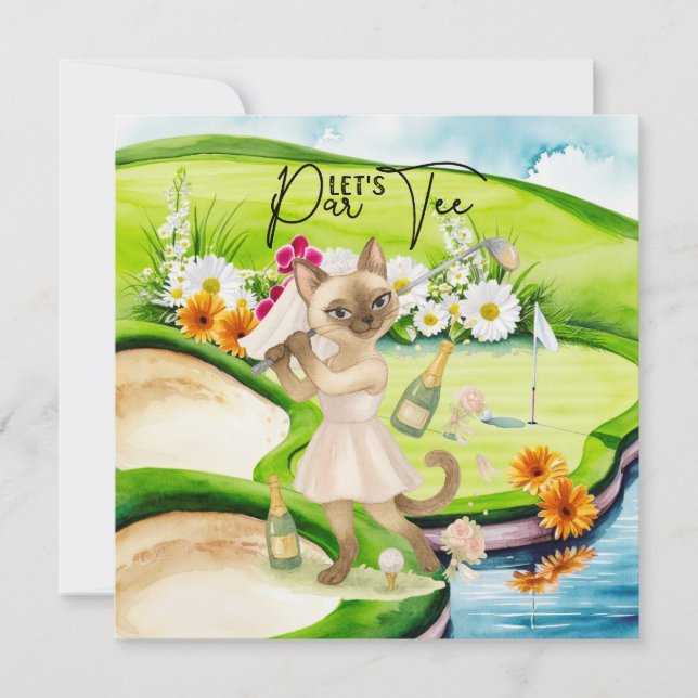 Golfer Bachelorette Party for Cat Lovers Inbjudningar (Framsida)