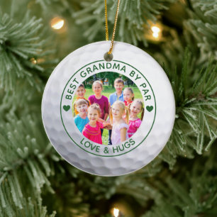 Golfer BEST GRANDMA BY PAR Photo Anpassningsbar Julgransprydnad Keramik