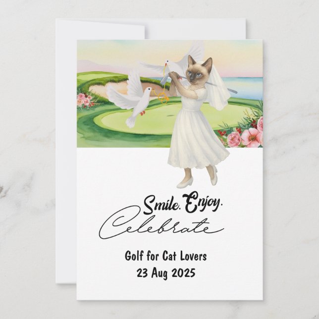 Golfer Bride Bröllop Bachelorette for Cat lovers Inbjudningar (Framsida)