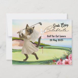 Golfer Bride Bröllop Bachelorette for Cat lovers Vykort