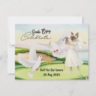 Golfer Bride Bröllop Bachelorette for Cat lovers Vykort