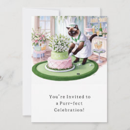 Golfer Cat Födelsedagsfest inbjudan-kort Inbjudningar