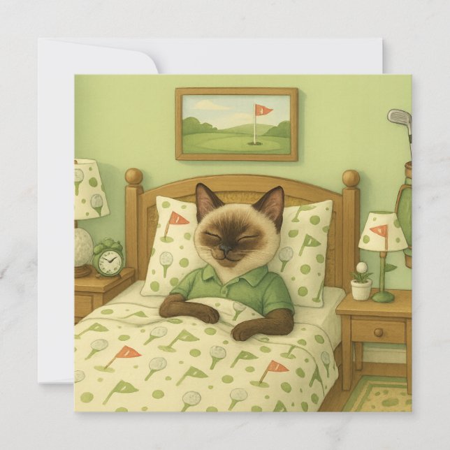 Golfer Cat sover i Golf themed Bedroom (Framsida)