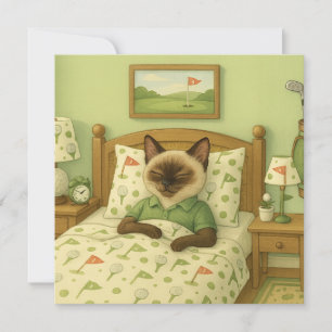 Golfer Cat sover i Golf themed Bedroom