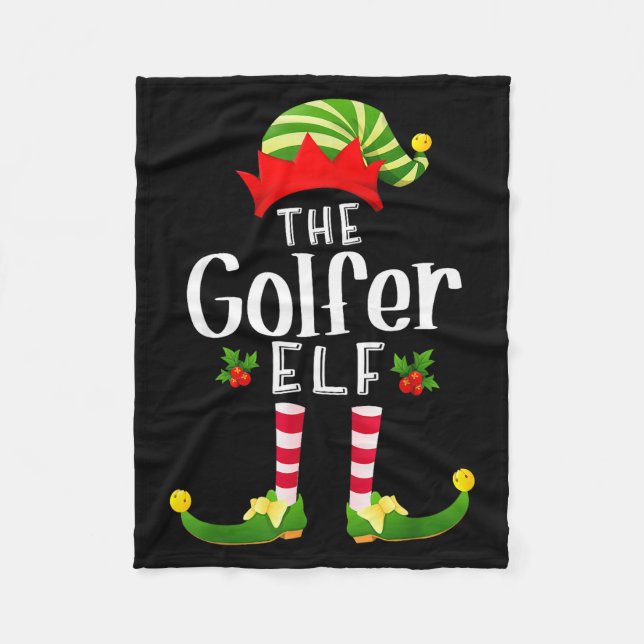 Golfer Christmas Elf Matching Pajama X-mas Party  Fleecefilt (Framsidan)