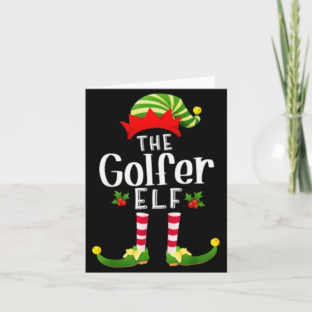 Golfer Christmas Elf Matching Pajama X-mas Party  Kort (Framsida)
