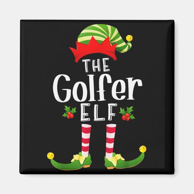 Golfer Christmas Elf Matching Pajama X-mas Party  Magnet (Framsidan)