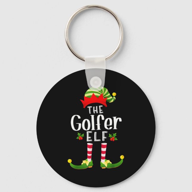 Golfer Christmas Elf Matching Pajama X-mas Party  Nyckelring (Framsida)