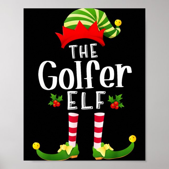 Golfer Christmas Elf Matching Pajama X-mas Party  Poster (Framsidan)
