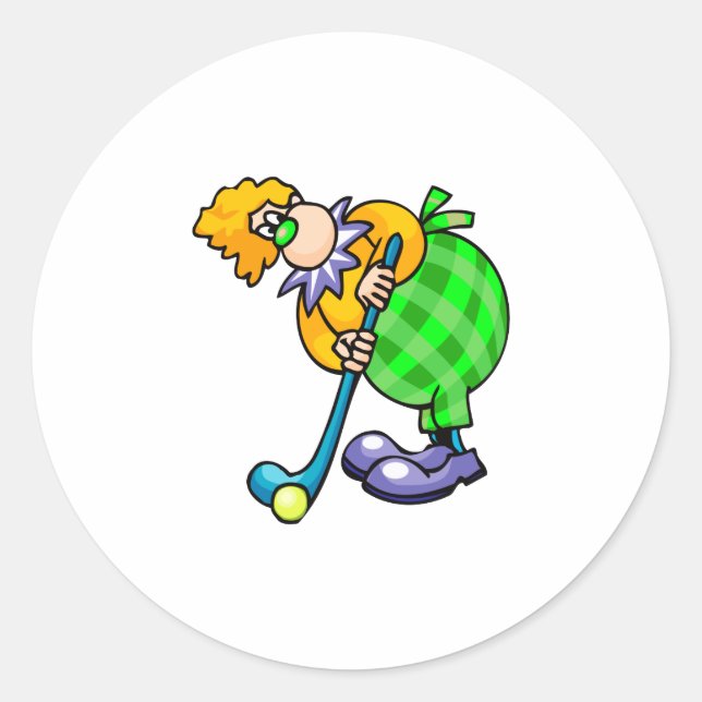 Golfer Clown Runt Klistermärke (Framsida)