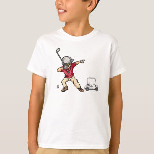 Golfer dabbing bredvid golfvagn t shirt