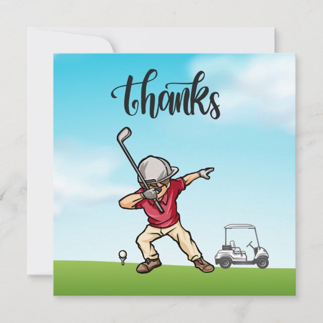 Golfer-dabbing på golfbanan tack kort (Framsida)