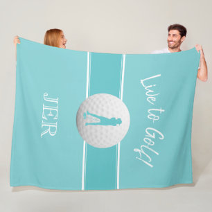 Golfer Dam Damtemplar Teal Monogram Fleecefilt