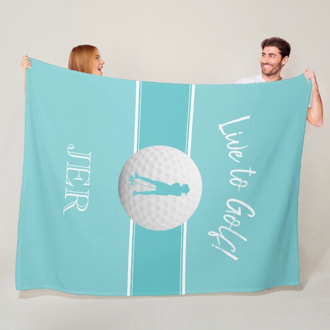 Golfer Dam Sports Template Teal Monogrammed Fleecefilt (På plats)