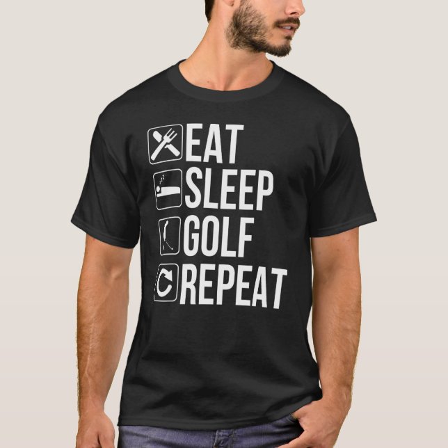 Golfer Eat-viloläge Golf Repeat T Shirt (Framsida)