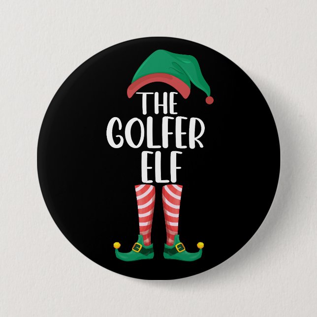 Golfer Elf Golf-familjen matchande jul Knapp (Framsida)