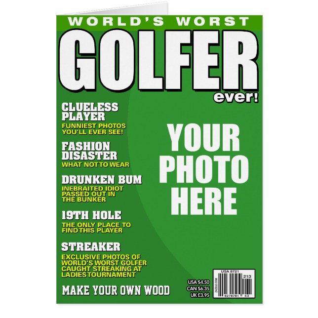 Golfer Fake Magazine Cover Hälsningskort (Framsidan)