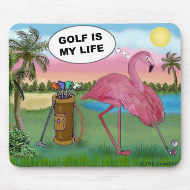 Golfer Flamingo - Golf är mitt liv Musmatta (Framsidan)