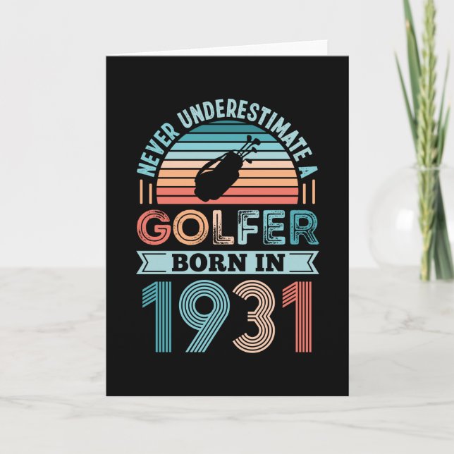 Golfer född 1931 Golfing 90:e Birthday Gift Pappa Kort (Framsida)