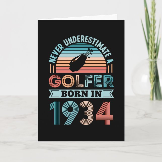 Golfer född 1934 Golfing 90:e Birthday Gift Pappa Kort (Framsida)