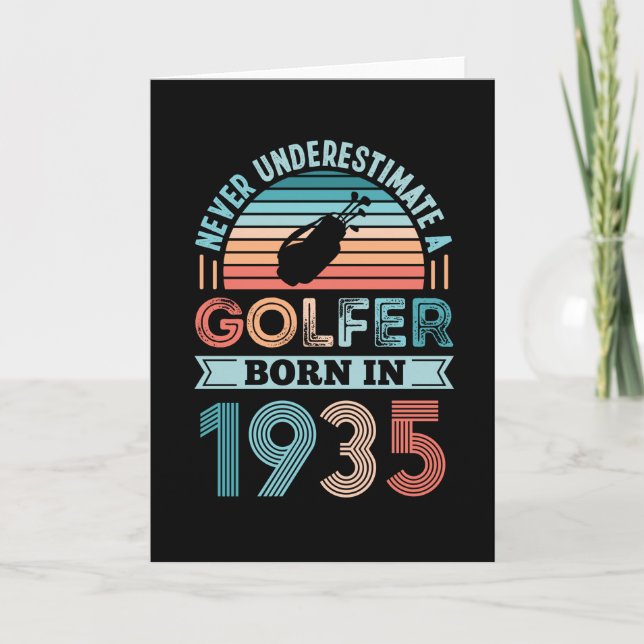 Golfer född 1935 Golfing 90:e Birthday Gift Pappa Kort (Framsida)
