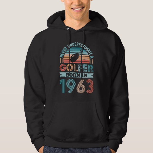 Golfer född 1963 Golfing 60:e födelsedagspresenten Hoodie (Framsida)