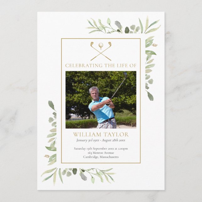 Golfer Funeral Memorial Order Of Service Program (Framsida)