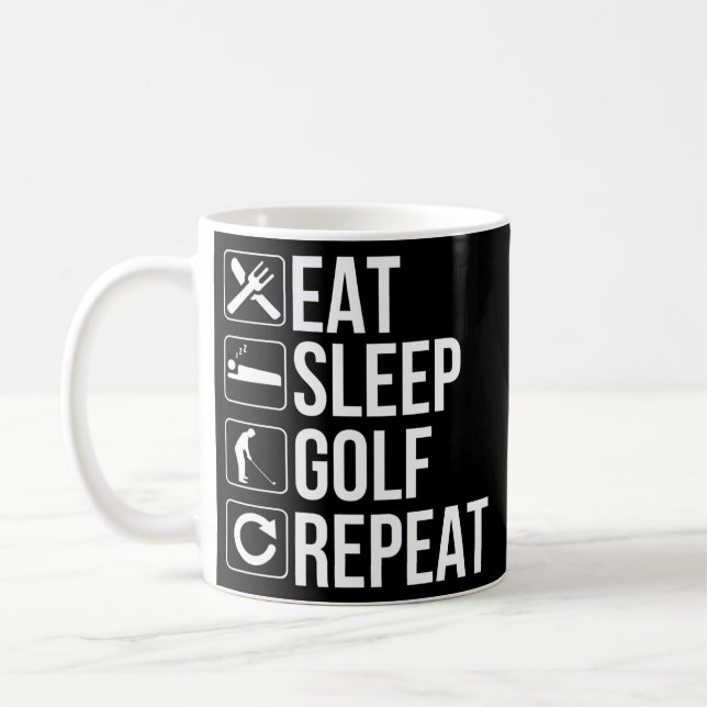 Golfer Funny Gift Eat Sviloläge Upprepa  Kaffemugg (Vänster)