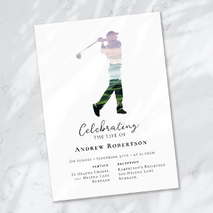 Golfer Golf Course Funeral Inbjudningar