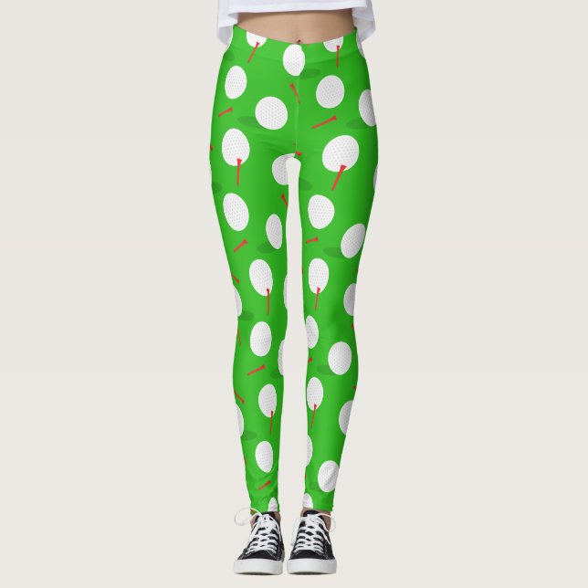 Golfer Golf Course Patterned Leggings (Framsida)