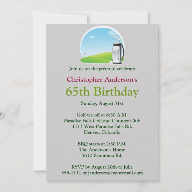Golfer Golf Golfing 65e Birthday Inbjudan (Framsida)