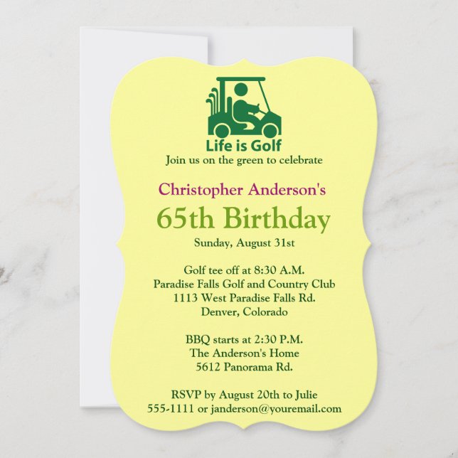 Golfer Golf Golfing 65e Birthday Inbjudan (Framsida)