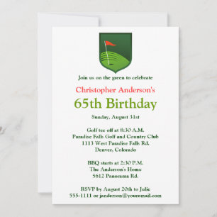 Golfer Golf Golfing 65e Birthday-inbjudan Inbjudningar