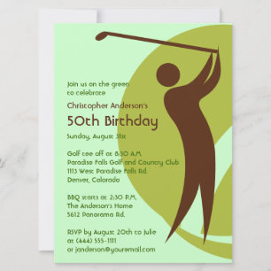 Golfer Golf Golfing Grönt Brown 50:e födelsedagen Inbjudningar