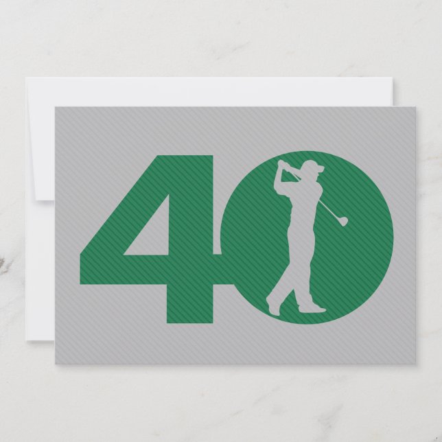 Golfer Golf Grönt Grått 40:e födelsedagsinbjudan Inbjudningar (Framsida)