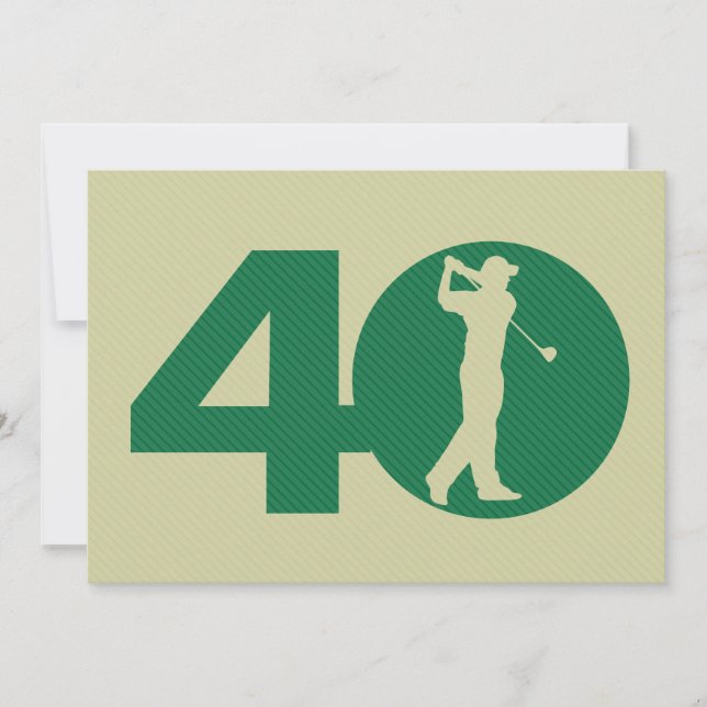 Golfer Golf Grönt Tan 40:e födelsedagsinbjudan Inbjudningar (Framsida)
