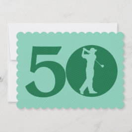 Golfer Golf Grönt White 50:e födelsedagsinbjudan Inbjudningar
