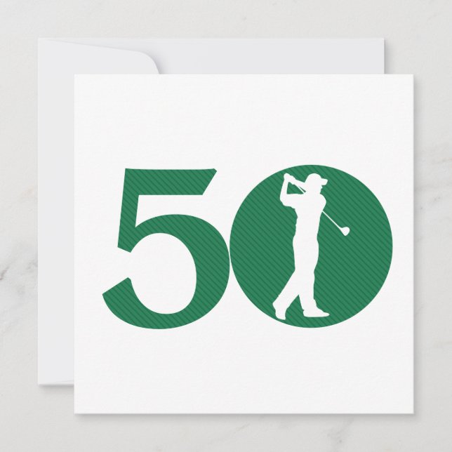 Golfer Golf Grönt White 50:e födelsedagsinbjudan Inbjudningar (Framsida)