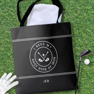 Golfer Golf Järn Humor Funny Modern Black White Tygkasse